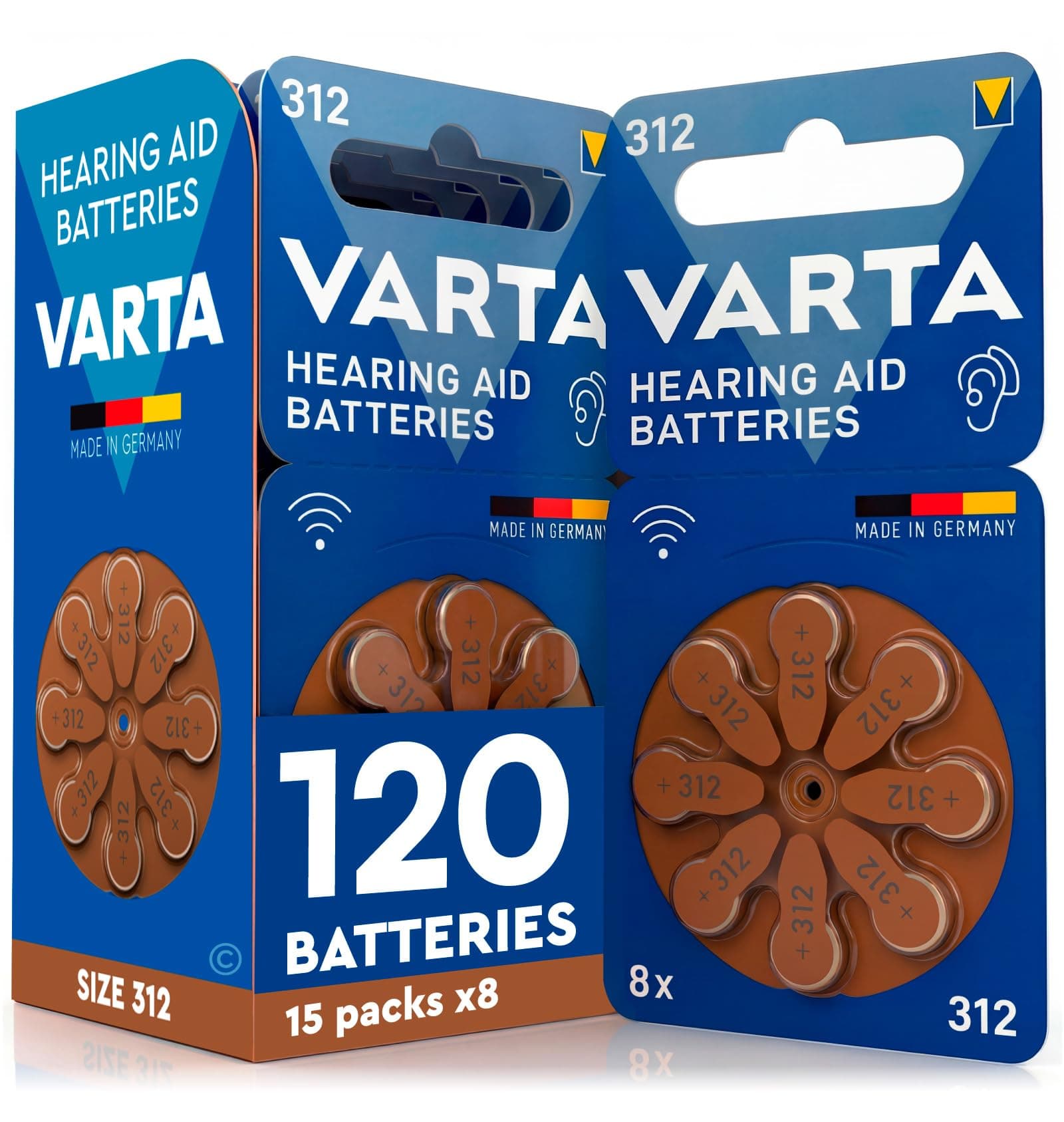 120 Batterien für Hörgeräte Größe 312 (Braune) PR41 VARTA Zink-Luft Stabile Spannung Lange Lebensdauer und Auslaufsicher Kompatibel mit Allen Geräten Made in Germany - 15 Blister zu je 8 Batterien 120 Batterien VARTA PR41 Angebot bei HelloDeals