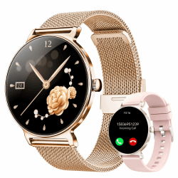 Smartwatch Damen mit Telefonfunktion, 1,27-Zoll AMOLED-HD Voll-Touchscreen Smartwatch, 120+ Sportmodi, IP68 Wasserdicht Fitness Tracker mit Herzfrequenz, Schlafmonitor für iOS Android, Rotgold Angebot bei HelloDeals