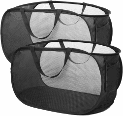 Faltbare Wäschekorb, Pop-Up-Design, Seitentasche, groß, für schmutzige Kleidung, Badezimmer, Kinderzimmer, Reisen, Camping, 57x36x36 cm, Schwarz, 2 Stück Schwarz 2 Stück Angebot bei HelloDeals