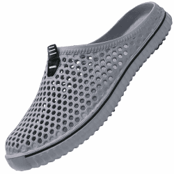 SAGUARO Clogs Hausschuhe Herren Damen Sommer Hohl Latschen Atmungsaktiv Gartenschuhe Badeschuhe Strand Pantoffeln Aqua Slippers Gr.36-45 43 EU Grau Angebot bei HelloDeals