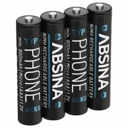 ABSINA 4X AAA Akku für Gigaset Telefon - NiMH Akku AAA für Telefon 800mAh - Akkus wiederaufladbar Gigaset CL660HX, A415, A400, C300, C430, C475, C530, AS690, E290, 520HX UVM - Aufladbare Batterien 4er Pack Angebot bei HelloDeals