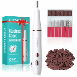 COSLUS Nagelfräser Kabellos Tragbar für Gelnägel: elektrische Nagelfeile stufenloser Geschwindigkeitsregelung für Maniküre Pediküre und Acrylnägel Plastik Nail Drill für Anfänger & Nagelstudio Zuhause Weiß & Green Box Angebot bei HelloDeals