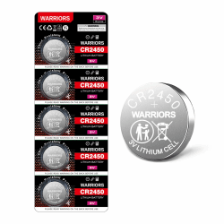 Warriors 5X 2450 CR2450 Knopfzellen-Batterie 3V Lithium-Batterien mit kindersicherer Verpackung im Einzelhandelspack (5X) Angebot bei HelloDeals