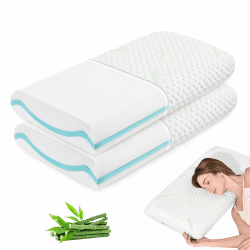 Waxberry 2er Set Gel Memory Foam Kissen 40x80x8 cm, zweiseitiges Kopfkissen in weich & fest, ergonomisches Nackenkissen mit waschbarem Bambusfaser-Bezug, Visco Kissen, Oeko-TEX Zertifiziert 40x80x8cm ( 2er pack ) Angebot bei HelloDeals