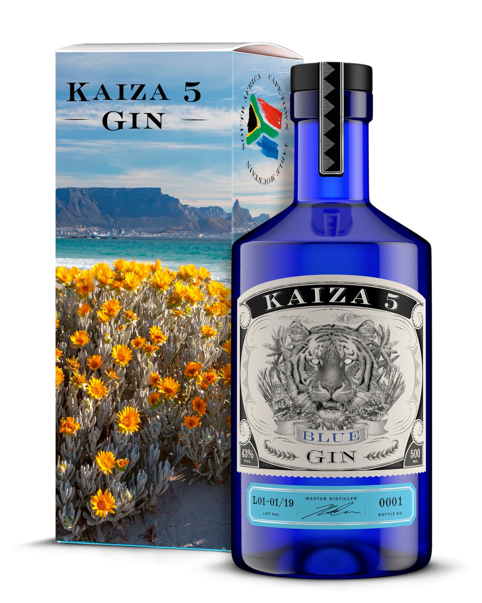 KAIZA 5 BLUE GIN – 0,5 l - 43% | Gin aus Südafrika/Kapstadt | Blumig, beerig, frisch | Holunder, Blaubeere und Drachenfrucht | Blumig, beerig, frisch | Beach BLUE 500ml Angebot bei HelloDeals