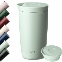KIVY Thermobecher 350 ml [6h heiß & 24h kalt] für Kaffee, Tee & Iced Coffee - Coffee to go Becher - Thermotasse mit Deckel - Isolierbecher - Travel Mug - Teebecher - Thermo Kaffeebecher to go Hellgrün 350 ml Angebot bei HelloDeals