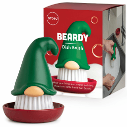 OTOTO Dwarf Beard Shape Dish Brush - Dish Scrubbing for Dinnerware, Gnomes, Unusual Gifts, Dish Brush, Cute Kitchen Accessories, Funny Kitchen Gadgets Green Hat - Red Tray Angebot bei HelloDeals