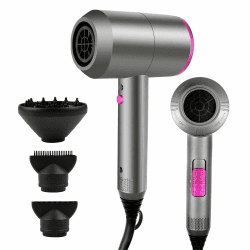 Ionen Föhn Haartrockner AC-Motor Haartrockner, Dekuri Schnelltrocknender Hair Dryer, Fön mit 3 Temperaturstufen, 2 Gebläsestufen, 3 Stylingdüsen & Diffusor (Grau) Angebot bei HelloDeals