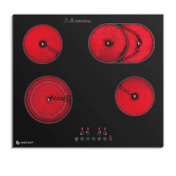 AMZCHEF Glaskeramikkochfeld 4 Platten 7200W, Herdplatte 4 Kochfelder 60 cm, 9 Leistungsstufen, Dual-/Ovalzonen für Grillen, Heizpause-Funktion, Kompatibel mit allem Kochgeschirr Angebot bei HelloDeals