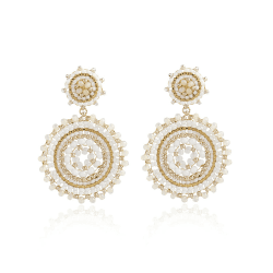 Damen-Perlenohrringe, Rocailles, Sommer, Strand, Boho-Statement-Anhänger, handgefertigte Ohrringe, Schmuck Weiß Angebot bei HelloDeals
