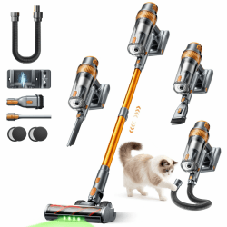 SMOTURE Akku Staubsauger Kabellos mit 1M Schlauch,50kPa/600W/65Min kabelloser Staubsauger mit Automatikmodus,Anti Haar Wrap,Ladestation,Ultraleise Akkustaubsauger für Hartböden Teppiche Tierhaare Auto Angebot bei HelloDeals
