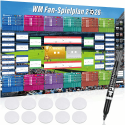 Fussball WM Spielplan 2026 Poster 100 x 70cm - Deutsch Fussball Geschenke Poster für Fussballfans, Enthält 48 Mannschaften, 104 Spielen, Fanartikel Fußball Turnier Fan Planer für Zuhause Party Deko Angebot bei HelloDeals