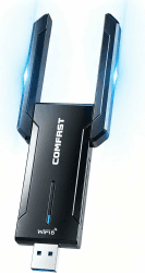 COMFAST WLAN Stick USB WLAN Adapter 5400Mbit/s WiFi6 Tri-Band USB 3.0 WiFi Dongle mit High-Gain Dual Antennen, OFDMA/MU-MIMO, WPA3, für Win10/11, treiberlos, Schnellinstallation Schwarz Angebot bei HelloDeals