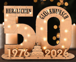 Giftota - 2026 Originelle 50 Geburtstag Geschenk Frauen & Männer - 50 Goldene Hochzeit - Geldgeschenke 50 mit LED Lichterkette Ständer - Holz-Schild Gästebuch - 50 Geburtstag Deko - Hochzeitsgeschenke 2026-50 Angebot bei HelloDeals