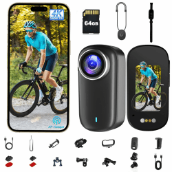 Action Cam, Bodycam 4K mit 64GB Karte, Actionkameras WiFi mit Display, 1200-mAh-Akku Mini Cameras, Magnetisch & Clip Actioncam Wasserdicht IP65 für Helmkamera Motorrad, Loop-Funktion Dashcam Fahrrad Schwarz Angebot bei HelloDeals