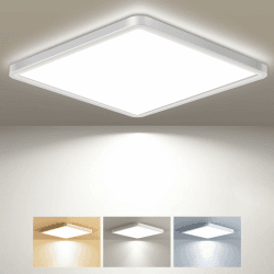 zemty Deckenlampe LED Deckenleuchte Flach, 3Farben - 3000K/4000K/6500K, IP44 Wasserfest Quadrat Badlampe Decke, 2800LM Modern LED Decklit für Flur küche Badezimmer Schlafzimmer Büro,Ø29CM Weiß 1Stücke30cm Angebot bei HelloDeals