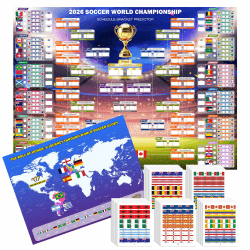 Sumapner 2026 WM Fußball Extra Großes Spielplan Poster 110x80cm, 2er Fanartikel mit 48 Team-Aufkleber + Siegertipp Poster, Turnier Wandkarte–Geschenk für Fußball Fans & Party Dekoration Angebot bei HelloDeals