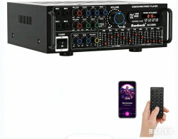 Hifi Verstärker Stereo pa endstufe mit Bluetooth 5.0 2000W Audio Receiver Karaoke FM USB SD AUX, Vorverstärker Hifi 5-Band-EQ-Mixer, 4 Mikr, Verstärker mit Boxen, Tuner Hifi Stereo Angebot bei HelloDeals