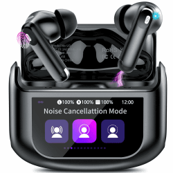Touchscreen Bluetooth Kopfhörer, 2026 In Ear Kopfhörer Kabellos Bluetooth 5.4 mit ANC+ENC Noise Cancelling Mic, 48Std Spielzeit Tiefer Bass Earbud mit 5 EQ-Modi, IP7 Wasserdicht Ohrhörer USB-C Schwarz Angebot bei HelloDeals