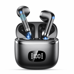 Bluetooth Kopfhörer, 2026 Neu In Ear Kopfhörer Kabellos Bluetooth 5.3 mit 4 ENC Mic, HiFi Stereo Noise Cancelling Wireless Earbuds, 40H Spielzeit LED-Anzeige, IP7 Wasserdicht Sport Ohrhörer USB-C hellschwarz Angebot bei HelloDeals