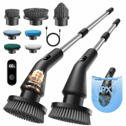 Leebein Elektrische Reinigungsbürste, 2026 Neues Spin Scrubber, IPX7 Wasserdichter und 7 Bürstenköpfen, Ausziehbarem Langem Griff und 2 Geschwindigkeiten, Schrubber für Badezimmer, Boden, Küche Tiefschwarz Angebot bei HelloDeals
