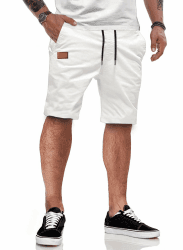 JMIERR Kurze Hosen Herren Sommer Shorts Herren Chino Baumwolle Elastische Taille mit Taschen S-3XL M A Weiß Angebot bei HelloDeals