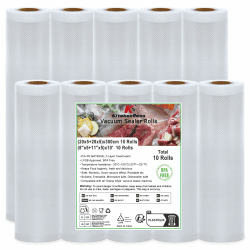 KitchenBoss Vakuumierfolie 10 Rollen Vakuumierbeutel：20/28 x 300cm Vakuumbeutel Lebensmittel Kompatibel mit Sous Vide Garer, Reißfeste Einschweißfolie für vakuumierer Angebot bei HelloDeals