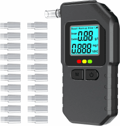 Alkoholtester Alkotester Atemalkoholtester Promilletester Alkomat professionell Dual-Sensor digital mit LCD, tragbar für Auto & Zuhause, 20 Mundstücke, Breathalyzer Breathalyser Alcohol tester (Black) Angebot bei HelloDeals