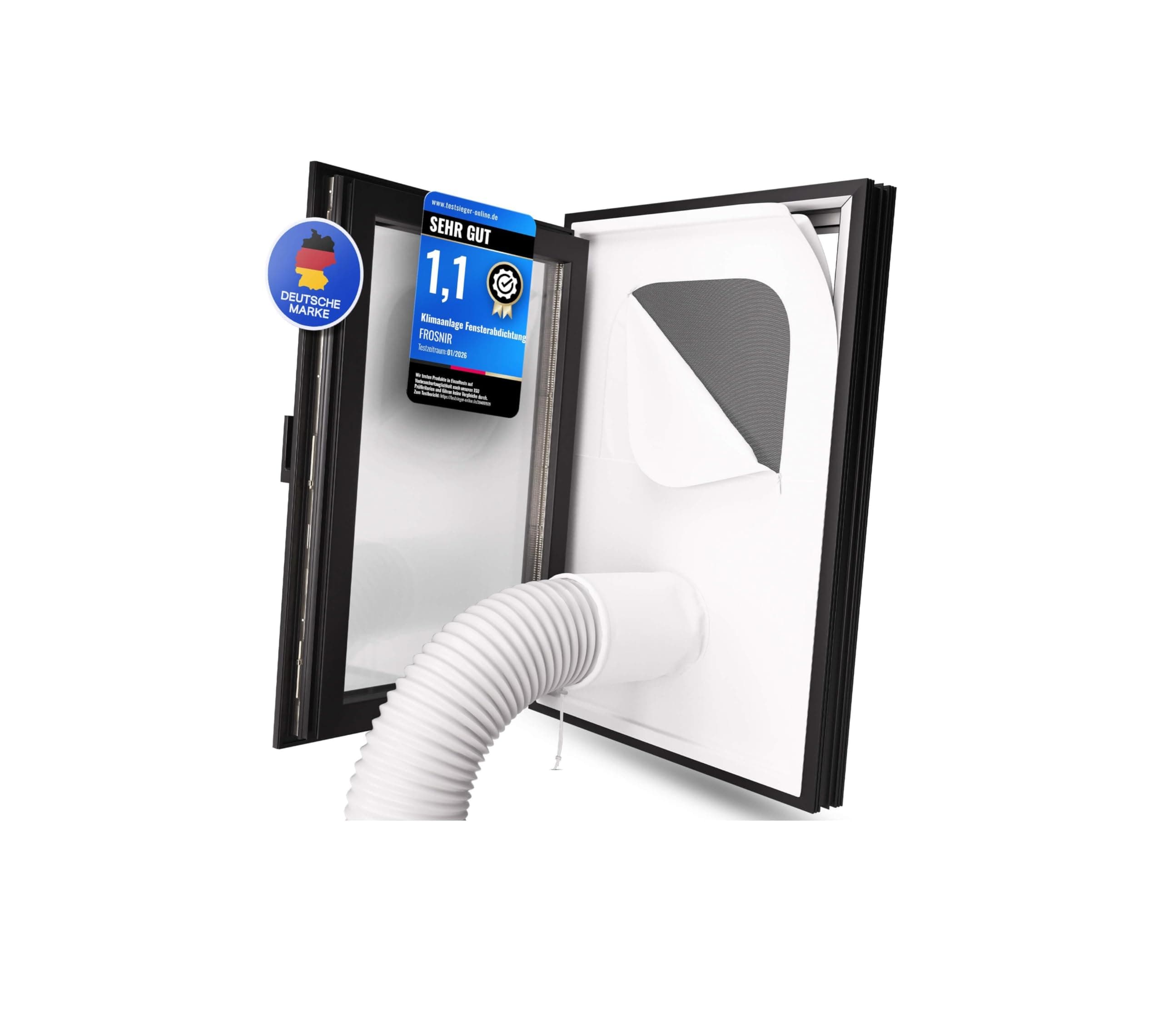 Klimaanlage Fensterabdichtung für mobile Klimageräte mit Abluftschlauch - Kippfenster Adapter [HeatProtect] - Klima Fensterdurchführung, Fensterkit (S2) Angebot bei HelloDeals
