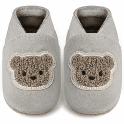 IceUnicorn Baby Lauflernschuhe Krabbelschuhe Baby Mädchen Jungen Lederpuschen Weicher Leder Wildledersohlen Lederschuhe Babys 6-12 Monate Grauer Bär Angebot bei HelloDeals