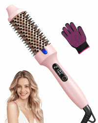 Haokoo Thermal Brush - Thermobürste 38mm für Salon-Styling in 8 Min, Ionische Lockenbürste Reduziert Frizz um 70%, 6 Temperaturstufen für alle Haartypen geeignet, Doppelspannung für Reise, Zuhause Rosa/1 Angebot bei HelloDeals