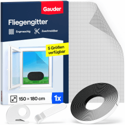 GAUDER Fliegengitter für Fenster - Insektenschutz ohne Bohren - Fliegengitter mit Klettband - Fliegennetz aus Polyester - Mückennetz & Moskitonetz für Fenster (150 x 180 cm - schwarz) 150 x 180 cm Schwarz Angebot bei HelloDeals