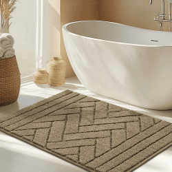 Biscpro Badteppich rutschfeste,Weich Badezimmerteppich Wasserabsorbierend Badematte Waschbar Badvorleger für Dusche,Toilette 50x80cm 50 x 80 cm (Rechteckig) Light Taupe Angebot bei HelloDeals