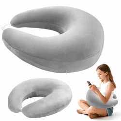 Ergonomisches Kissen, Multifunktion Armstütze, Waschbarer Bezug, U-förmige Beckenkissen, Armstützkissen Lesekissen Gaming Kissen und Lesekissen, Strickkissen für Sofa Bett (Grau) Angebot bei HelloDeals