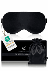 Aosun Schlafmaske Seide für Seitenschläfer, 22MM, 100% Bio Maulbeerseide, Professional 100% Lichtblockierende Schlafbrille mit Verstellbarem Band für Frauen & Herren, Schlaf Augenmaske für Reisen Schwarz Angebot bei HelloDeals