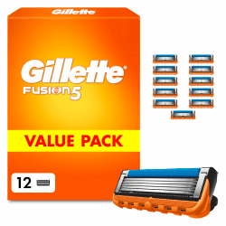 Gillette Fusion 5 Klingen Herren, 12 Original Rasierklingen, Orange - Für Nassrasierer mit Größerem Gleitstreifen für Ein Sanftes Gleiten Und für Eine Unglaublich Gründliche Und Komfortable Rasur 12 Klingen Angebot bei HelloDeals
