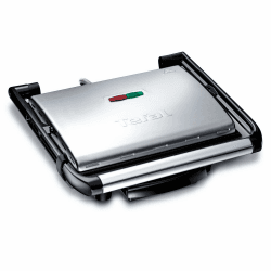 Tefal Kontaktgrill Inicio GC241D, Elektrogrill/Sandwichtoaster, Fettarmes Grillen, Panini, Toasts, Steak, Gemüse, Antihaftbeschichtete Grillplatten, 2000W, 36.3x10.8x33.2cm, Edelstahl/Schwarz Inicio - Kompakt & fettarm Angebot bei HelloDeals