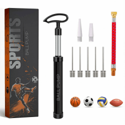 Ballpumpe mit Nadel - Ballpumpe fußball mit Düse und Verlängerungsschlauch, ergonomisches Design, Rohr aus Aluminiumlegierung, luftpumpe für Fußball, Basketball, Volleyball, Rugby Schwarz Angebot bei HelloDeals