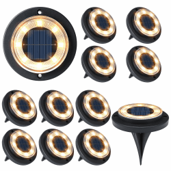 Flacchi Solar Bodenleuchten Aussen - Solarleuchten für Garten Außen mit 8 LEDs, Wasserdicht Led Solar Gartenleuchten, Solarlampen für Außen Rasen Auffahrt Gehweg Patio (Warmweiß, 12 Stück) Warmweiß 12 Stück Angebot bei HelloDeals