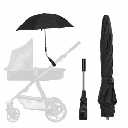 Universal Sonnenschirm für Kinderwagen UV Schutz, UPF50+, Sonnenschutz Regenschirm für Kinderwagen und Buggy, 71 cm Durchmesser, Universalhalterung für Rund- und Ovalrohre Schwarz Angebot bei HelloDeals