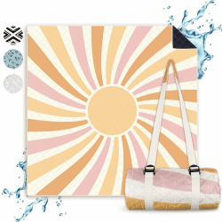 NAYA Studios® Picknickdecken (Sonne) - extra große Picknickdecke 200x200 cm - waschbare Campingdecke - Stranddecke XXL - Picknickdecke wasserabweisend - Decke Outdoor - Strandmatte gepolstert Angebot bei HelloDeals