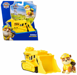 PAW PATROL - Rubble-Figur mit Bulldozer-Baufahrzeug, stabiles Basis-Fahrzeug, authentisches Spielzeug zur Serie für Kinder ab 3 Jahren Gelb Angebot bei HelloDeals