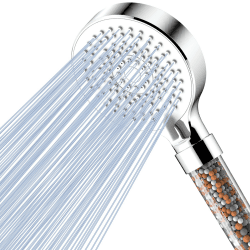 Magichome Duschkopf mit Filter, 5 Strahlarten Hochdruck Handbrause, Duschkopf mit 3 Schichten Filtration Mineralstein für hartes Wasser, Entfernt Chlor & Kalk Weiß Duschkopf Angebot bei HelloDeals