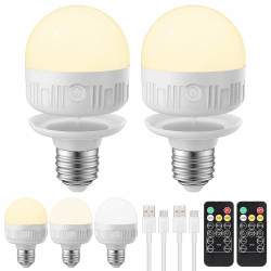 LGMCF E27 Wiederaufladbare Glühbirne mit Fernbedienung, 8W Dimmbare Akku Glühbirne mit Timing-funktion, 3 Farben LED Glühbirne für nicht festverdrahtete Lampen, Notlicht Mit Magnetische, 2 Pack 3 Farben E27 (2 Stück) Angebot bei HelloDeals