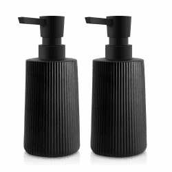 Moderne Seifenspender für Bad & Küche aus Glas, 250ml/8.5oz Seifenspender Bad für Badezimmer, Arbeitsplatte, Küche, Soap Dispenser mit Pumpspender (Schwarz 2 Stück) Schwarz 2 Stück Durchschnittsgröße Angebot bei HelloDeals