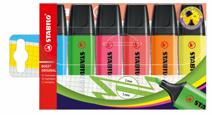 STABILO - Textmarker - BOSS ORIGINAL - 6er Pack 6 Farben 1 stück (6er Pack) Angebot bei HelloDeals