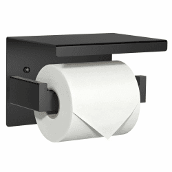 Auxmir Toilettenpapierhalter ohne Bohren, Edelstahl Klopapierhalter mit Ablage, Selbstklebend & Wandmontage, Klorollenhalter mit Kleber, WC Papier Halterung für Badezimmer Toilette Küche, Schwarz Schwarz mit Ablage Angebot bei HelloDeals