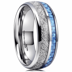 King Will METEOR 6mm/8mm Silberner Meteorit Wolframkarbid Ehering für Männer - Gewölbter Ehering mit Kohlefaser-Einlage, bequeme Passform Silber - Kohlefaser-Inlay 64.7 (20.6) Angebot bei HelloDeals
