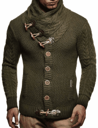 Leif Nelson Herren Strickjacke mit Knöpfen in Regular Fit, Männer Cardigan in Langarm Design, ideal für Casual und Business-Looks S Khaki Angebot bei HelloDeals