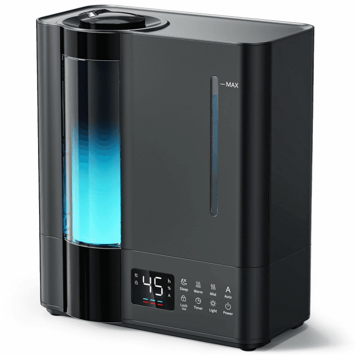 AROEVE 8L Luftbefeuchter Schlafzimmer, Warm- & Kaltnebel Luftbefeuchter für große Räume, Befüllung oben, Aroma Diffusor, Hygrostat, 60H/25dB Leiser Raumluftbefeuchter für Baby Kinderzimmer Pflanzen Angebot bei HelloDeals